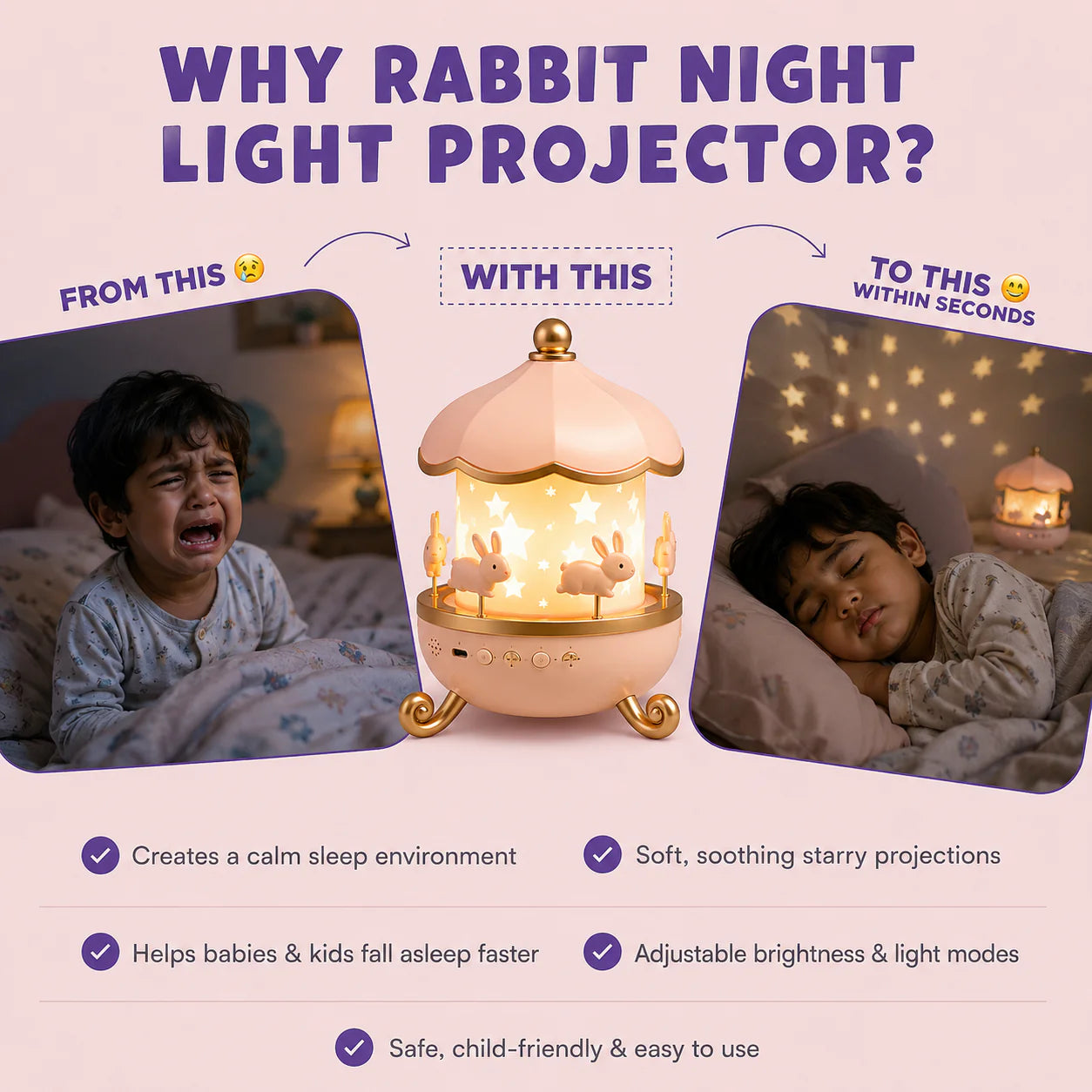 Coozi Dream Bunny™ | Rabbit Night Light & Star Projector