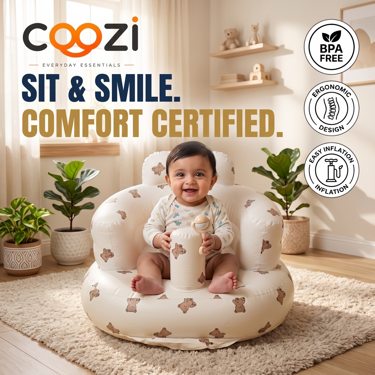 🧸 Coozi Inflatable Sofa (Sit&Smile)